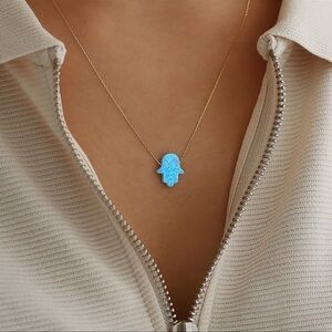 Hamsa turquoise necklace